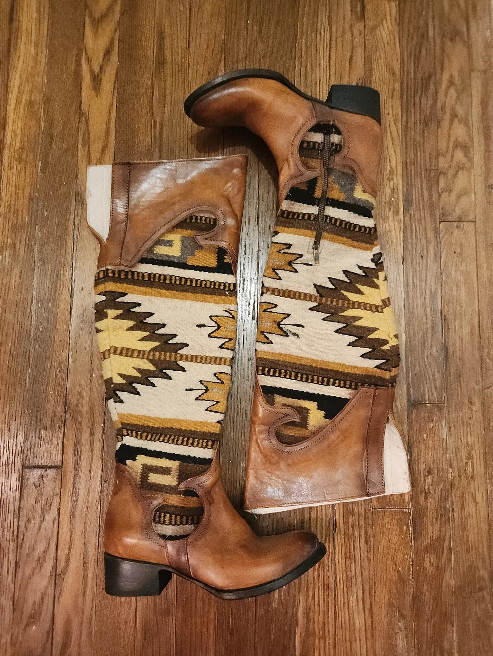 Freebird By Steven Over the Knee Blanket Sun Boots Cognac Boho Festival